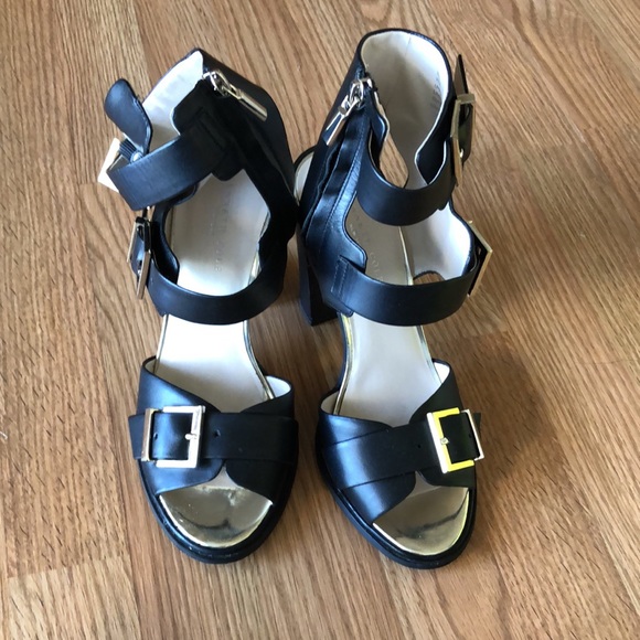 Kenneth Cole size 8 black strappy high heels.